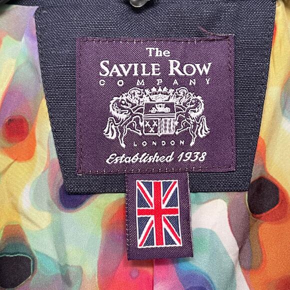 The Savile Row Mens Blazer Jacket 40L Blue‎ Brit Skinny Linen Blend 2 Button - Picture 4 of 12